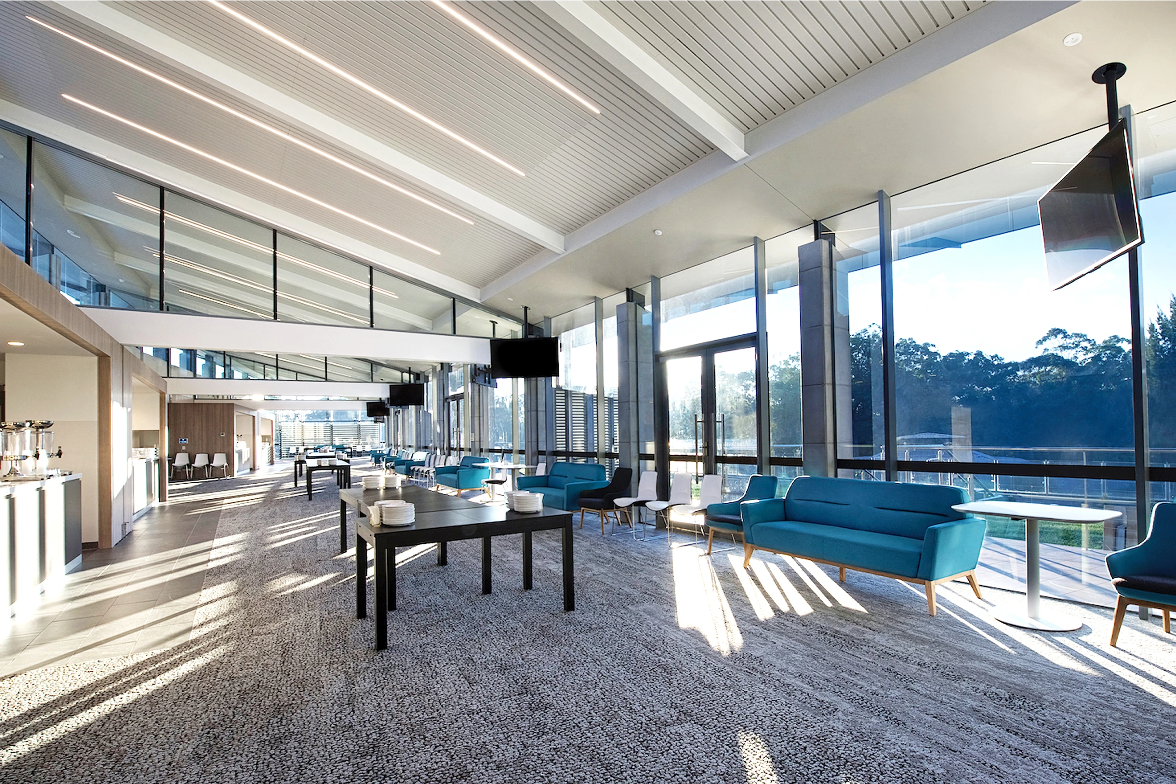 Wallumatta Function Centre light-filled function room with flexible layout and large windows framing bushland views