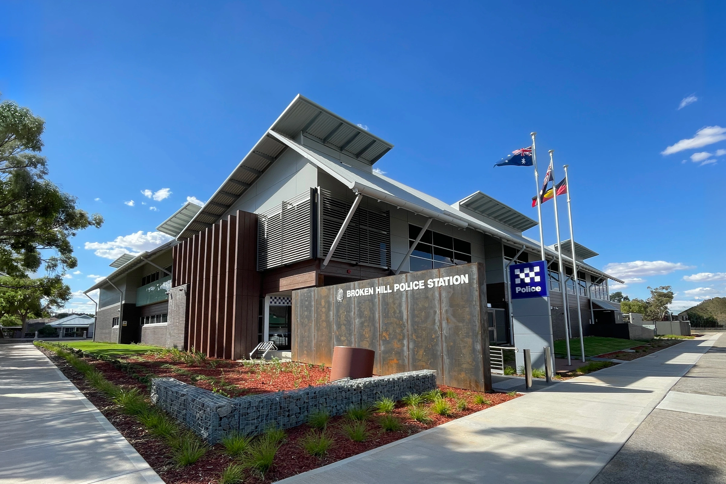 Broken Hill Police Station in regional NSW, designed by Wetherill Architects, with raw materials inspired by the local context
